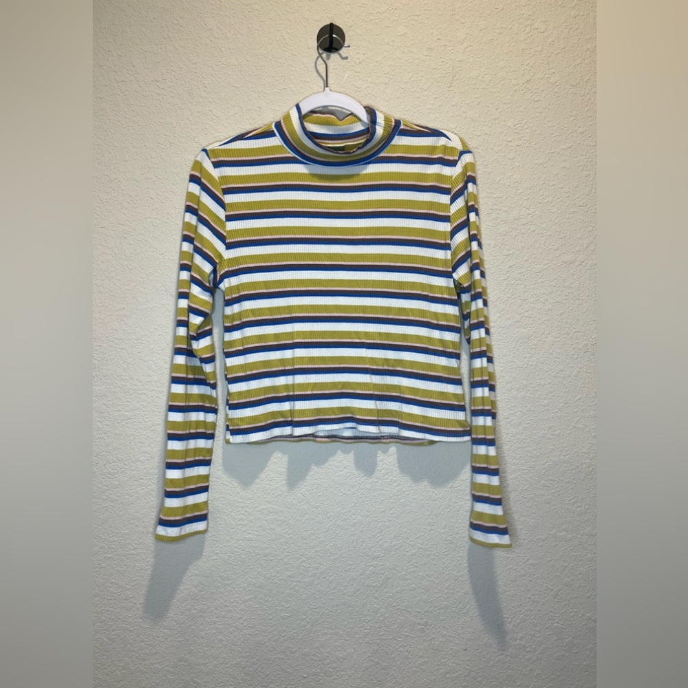 Striped Multicolor Mock Neck Shirt